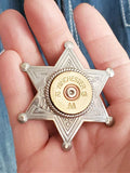 Sheriff Badge Pin - 12 Gauge Small Antique Silver Star Pin
