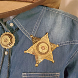 Sheriff Badge Pin - 12 Gauge Fancy Brass Star Pin