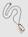 Men's Brass Trout Dog Tag & Fish Hook Stainless Steel Necklace