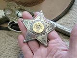 Sheriff Badge Pin - 12 Gauge Antique Silver Star Pin