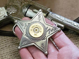 Sheriff Badge Pin - 12 Gauge Antique Silver Star Pin