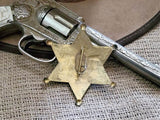 Sheriff Badge Pin - 12 Gauge Fancy Brass Star Pin