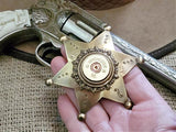 Sheriff Badge Pin - 12 Gauge Antique Brass Star Pin