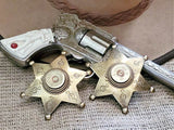 Sheriff Badge Pin - 12 Gauge Antique Brass Star Pin