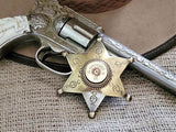Sheriff Badge Pin - 12 Gauge Antique Brass Star Pin