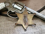 Sheriff Badge Pin - 12 Gauge Antique Brass Star Pin