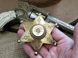 Sheriff Badge Pin - 12 Gauge Antique Brass Star Pin