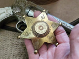 Sheriff Badge Pin - 12 Gauge Antique Brass Star Pin