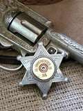 Sheriff Badge Pin - 12 Gauge Small Antique Silver Star Pin