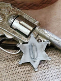 Sheriff Badge Pin - 12 Gauge Small Antique Silver Star Pin