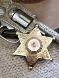 Sheriff Badge Pin - 12 Gauge Fancy Brass Star Pin