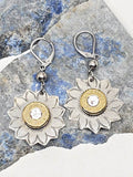 Silver Hand Etched Daisy Bullet Earrings