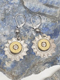 Silver Hand Etched Daisy Bullet Earrings