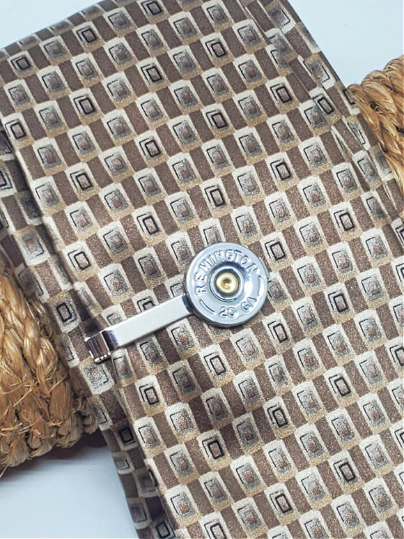 20 Gauge Shotshell Silver Tie Bar/Tie Clip