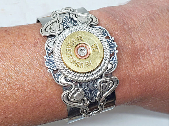 12 Gauge Filigree Shotshell Silver Cuff Bracelet