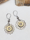 Silver Hand Etched Daisy Bullet Earrings