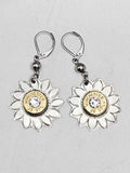 Silver Hand Etched Daisy Bullet Earrings