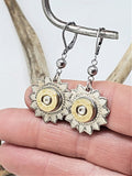 Silver Hand Etched Daisy Shape Bullet Earrings