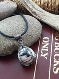 White Winchester with Buck Advertising Marble Orb Pendant Leather Necklace