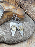 Slender Silver Heart Bullet Earrings