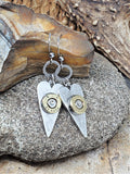 Slender Silver Heart Bullet Earrings