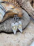 Slender Silver Heart Bullet Earrings