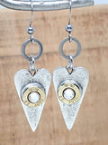 Slender Silver Heart Bullet Earrings