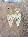 Slender Gold Heart Bullet Earrings