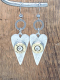 Slender Silver Heart Bullet Earrings
