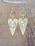 Slender Gold Heart Bullet Earrings