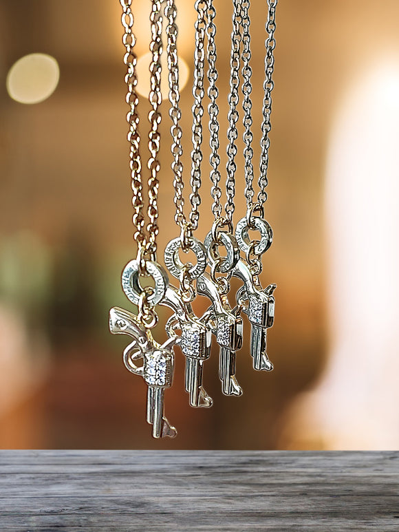 Petite Gold Pistol Bullet Necklace – SureShot Jewelry