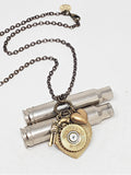 Shot Thru the Heart Brass 28 Gauge Shotshell Necklace