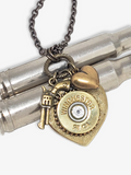 Shot Thru the Heart Brass 28 Gauge Shotshell Necklace