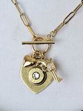 NEW! Gold Shot Thru the Heart Bullet Necklace