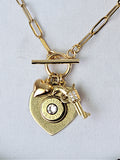 NEW! Gold Shot Thru the Heart Bullet Necklace