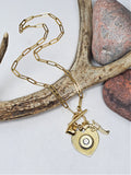 NEW! Gold Shot Thru the Heart Bullet Necklace