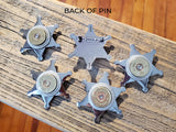 Sheriff Badge Pin - 12 Gauge Shotshell Shiny Silver Star Pin