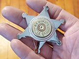 Sheriff Badge Pin - 12 Gauge Shotshell Shiny Silver Star Pin