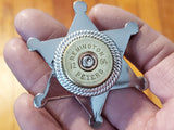 Sheriff Badge Pin - 12 Gauge Shotshell Shiny Silver Star Pin