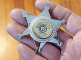 Sheriff Badge Pin - 12 Gauge Shotshell Shiny Silver Star Pin