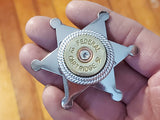 Sheriff Badge Pin - 12 Gauge Shotshell Shiny Silver Star Pin