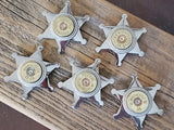 Sheriff Badge Pin - 12 Gauge Shotshell Shiny Silver Star Pin