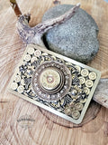 Bullet & Shotshell Rectangle Belt Buckle - All Brass