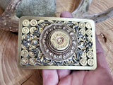 Bullet & Shotshell Rectangle Belt Buckle - All Brass