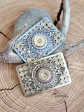 Bullet & Shotshell Rectangle Belt Buckle - All Brass