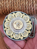 Round Shotshell & Bullet Belt Buckle - 2.75 Diameter