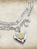 Women's Heart Locket Convertible Bullet Necklace