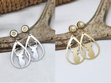Laser Cut Buck Head Teardrop .223 Post Dangle Bullet Earrings