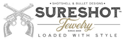 SureShot Jewelry Logo - SureShot Bullet Jewelry and Shotgun Casing Jewelry.  SureShot Bullet Designs for Men and Women. Jewelry with Bullets, Bullet Earrings, Bullet Necklaces, Men's Accessories, Bullet Bracelets, Ammo Wear, Spent Rounds, 