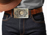 Bullet & Shotshell Rectangle Belt Buckle - All Brass